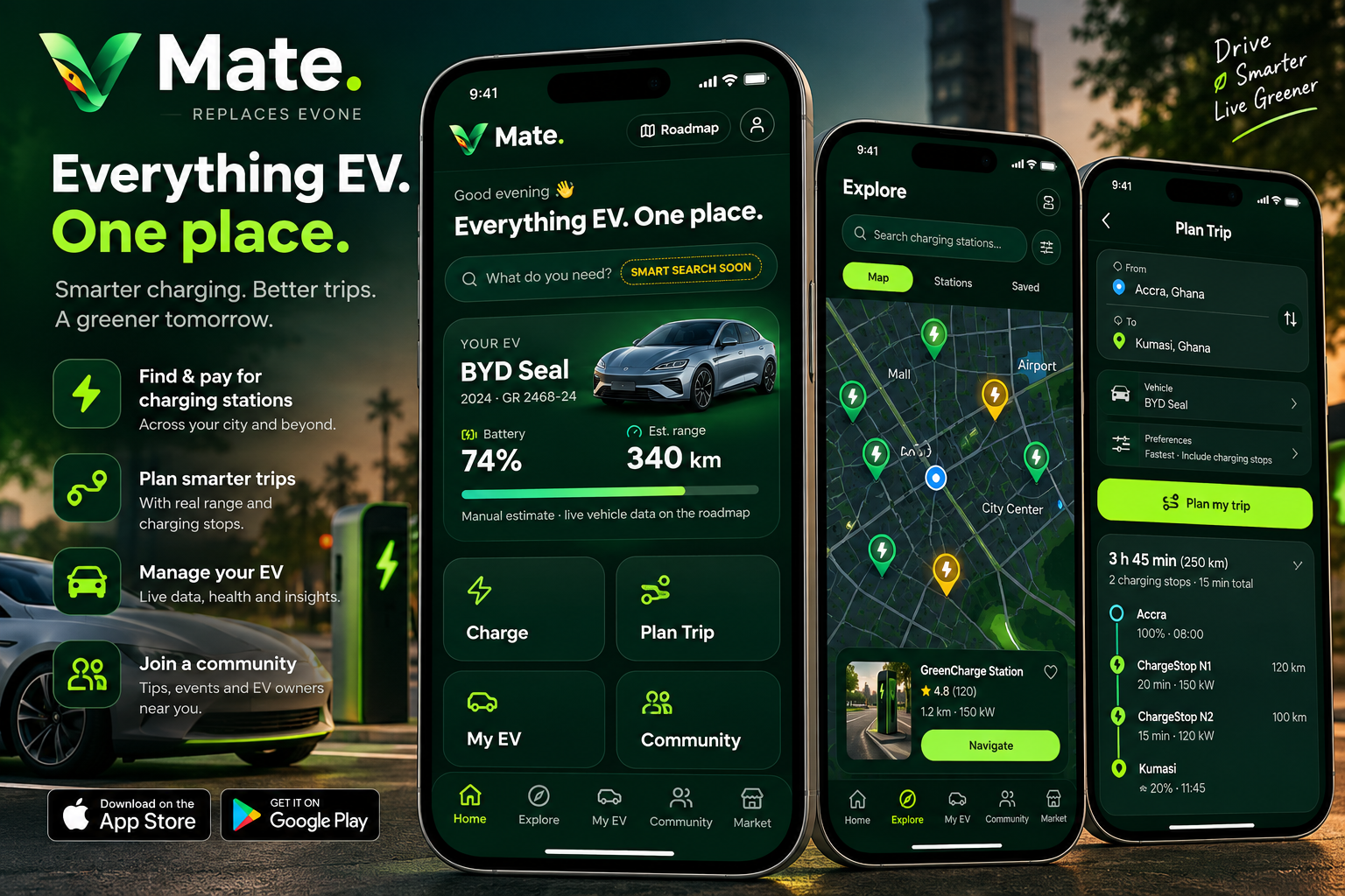 EV Mate — concept visual, not a product screenshot