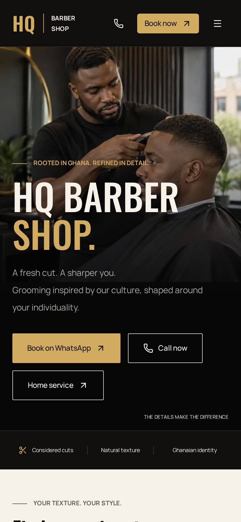 HQ Barber Shop — real app screenshot