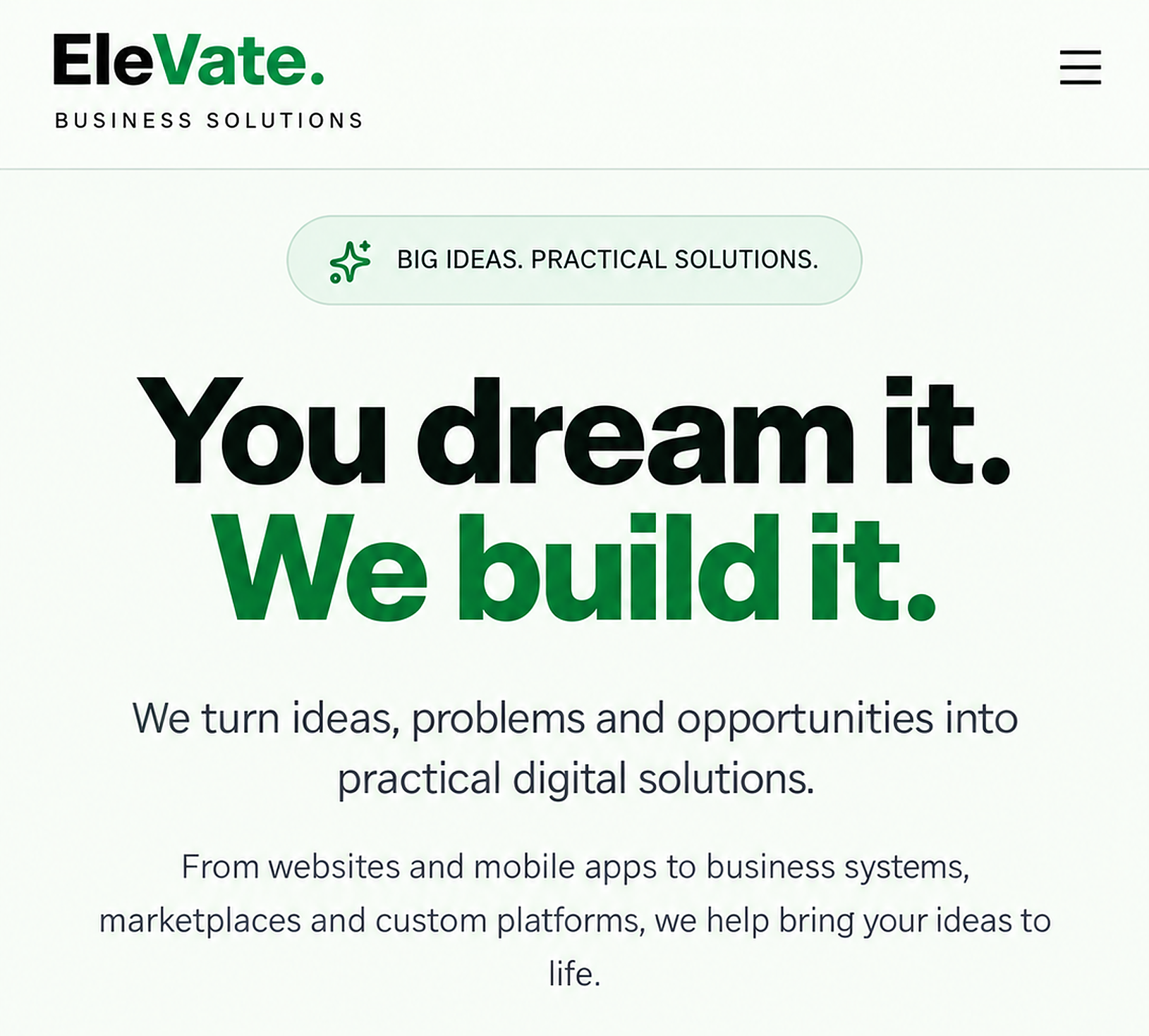 EleVate Business Solutions — real app screenshot